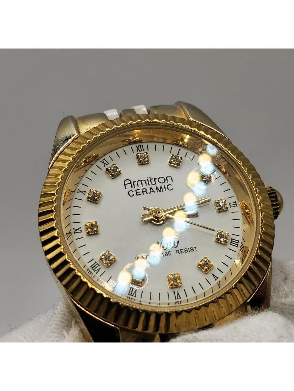 Armitron Now Ceramic Watch Women New Battery Gold-Tone 27mm